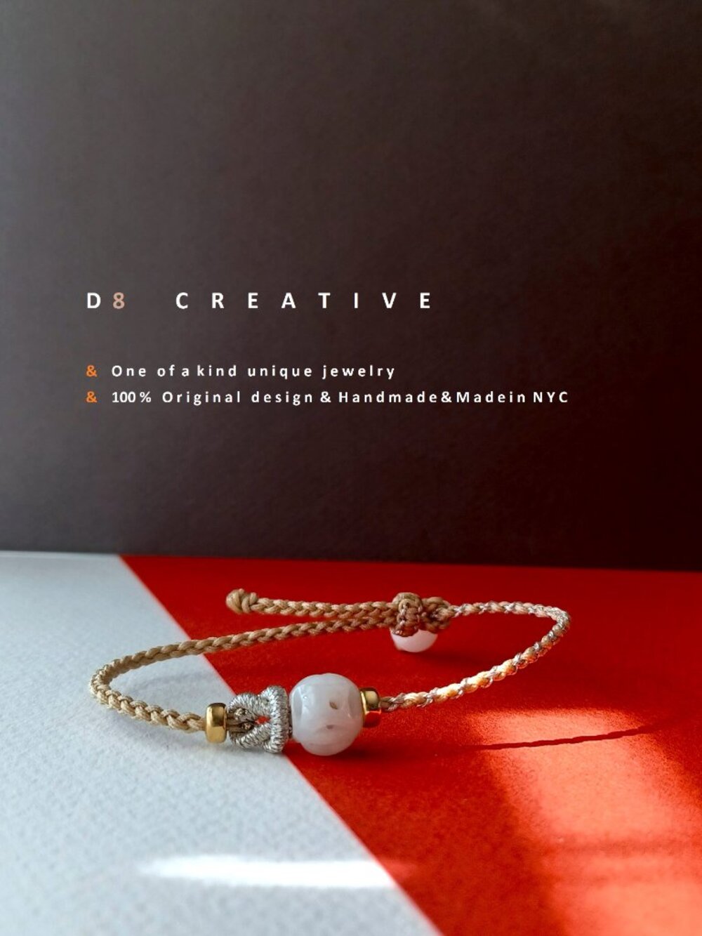 Traditional braided rope gold & Jade bracelet